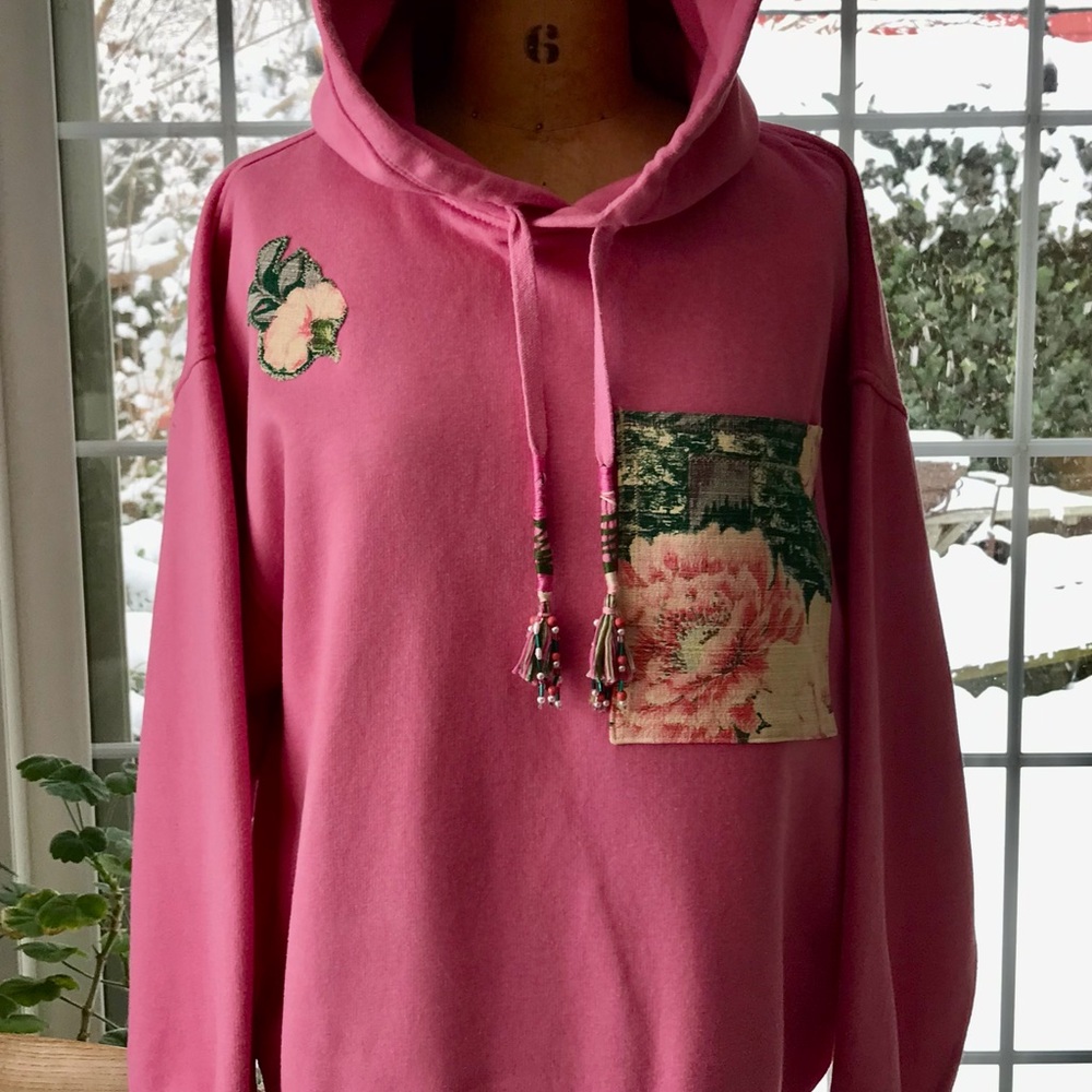 One Of A Kind Upcycled Embellished Sweatshirt Hoodie